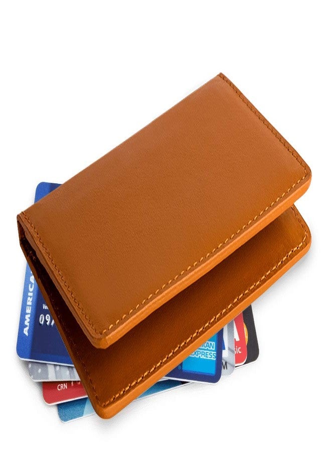 DailyObjects Tan Real Leather Debit/Credit Card Wallet, Colour-Multicolor, Size- 2.75X.25X4.5 Inch - Men - Image 4